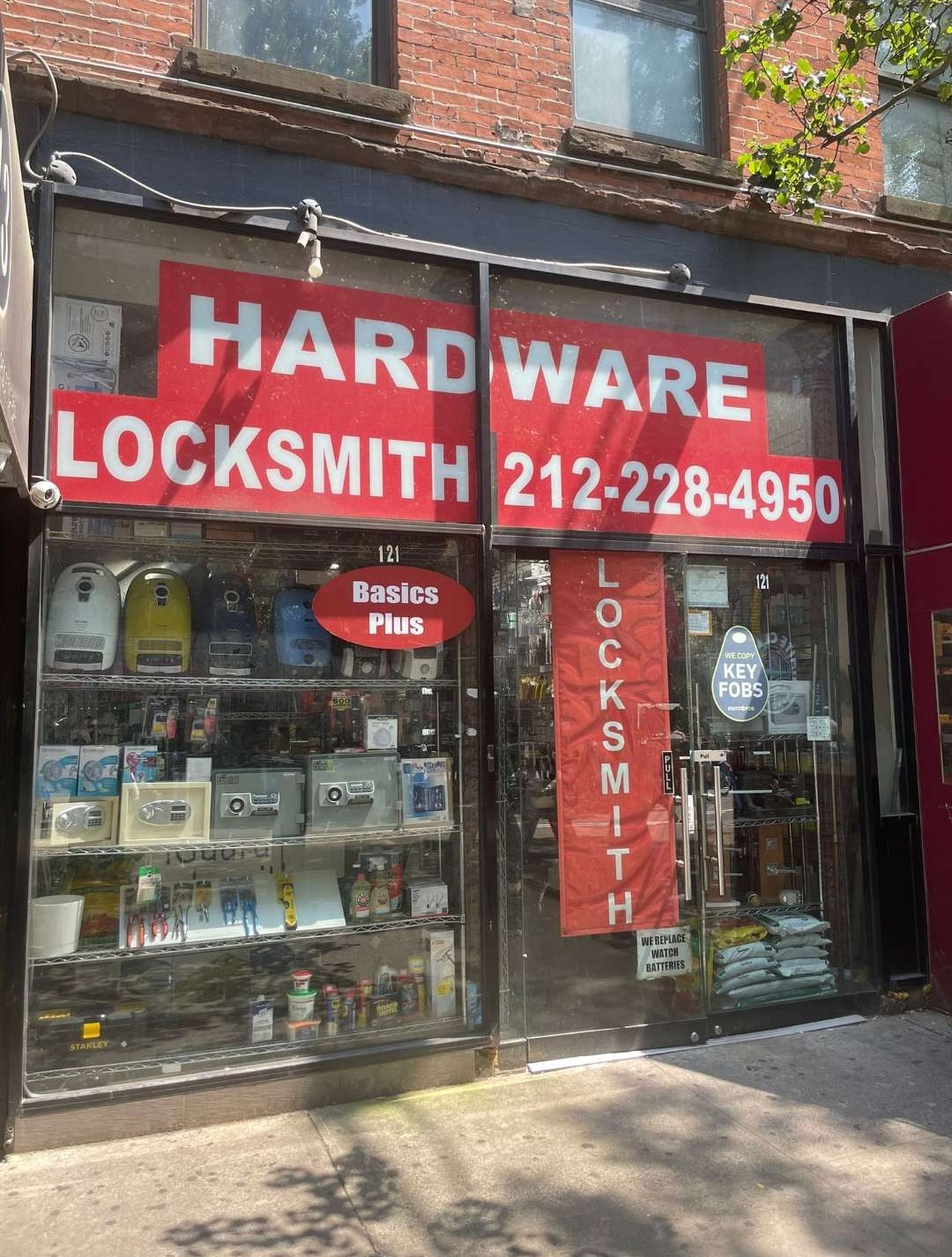 Interior of the Basics Plus hardware and locksmith shop in Manhattan