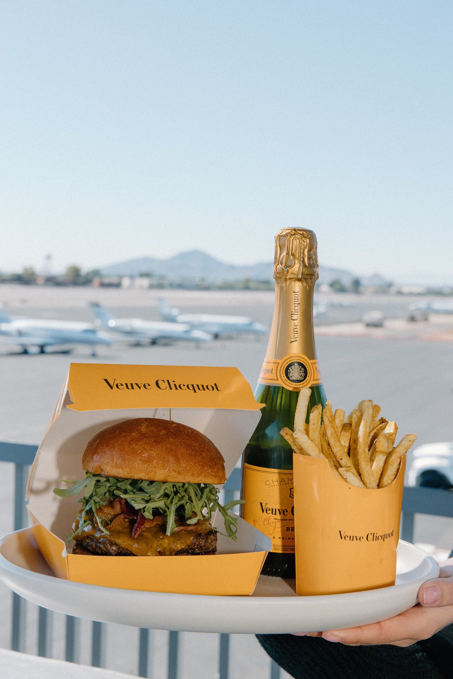 The Hundred Dollar Hamburger with Veuve Clicquot, caviar and house chips
