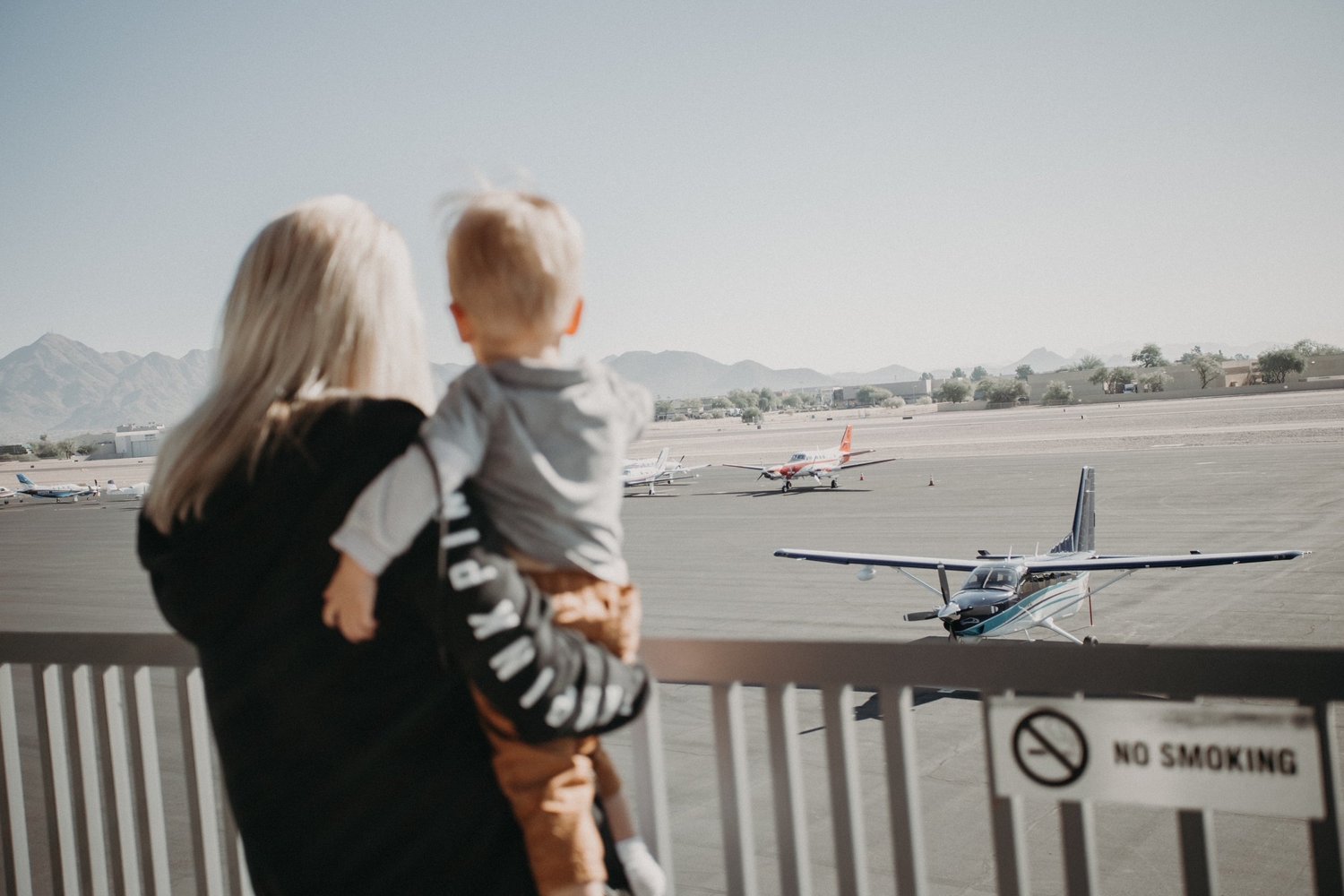 Watching aircraft on the tarmac from the Volanti patio