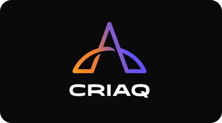 Logo with a stylized compass and the text 'CRIAQ' on a black background.