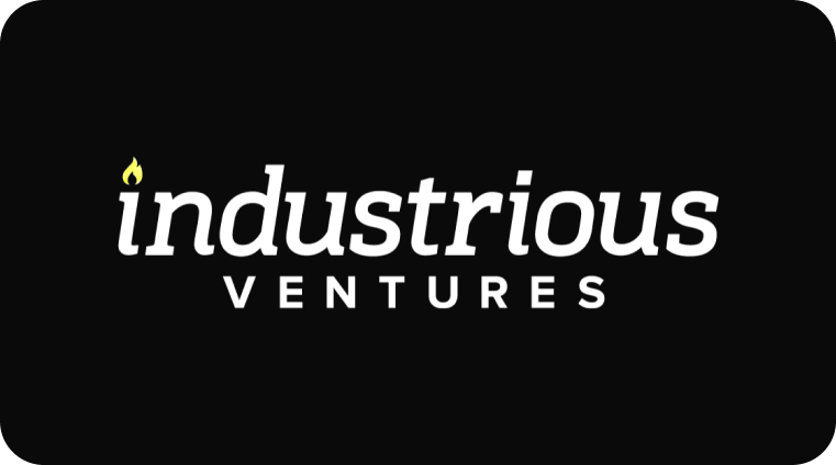 Logo with the words 'industrious ventures' on a black background.